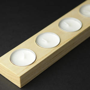 Portavelas de Madera Pulida Geométrica de Lujo, Hecho a Mano, de Primera Calidad, para 4 Velas de Té, para Decoración del Hogar y Navidad - Product Image 1