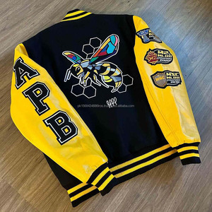 Streetwear avec logo personnalisé bombardier d'hiver en cuir polaire veste universitaire de baseball Letterman broderie en chenille de haute qualité pour hommes - Product Image 2