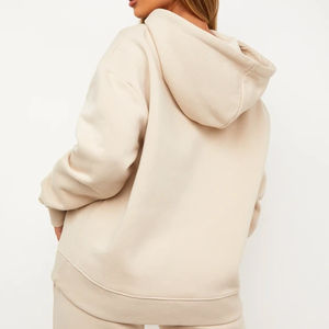 Sweat à capuche en polaire pour femme, couleur unie, effet délavé, avec badge personnalisable, style streetwear - Product Image 4