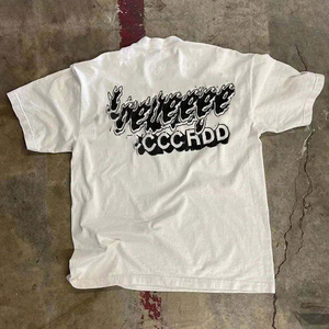 เสื้อยืดคอกลมพิมพ์ลายโลโก้คุณภาพสูงสำหรับผู้ชายและผู้หญิงเสื้อยืดผ้าฝ้ายโอเวอร์ไซส์220Gsm - Product Image 5