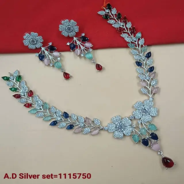 Mỹ kim cương Bán Buôn Đồ trang sức vàng & Bạc mạ Bridal Necklace Set đồ trang sức