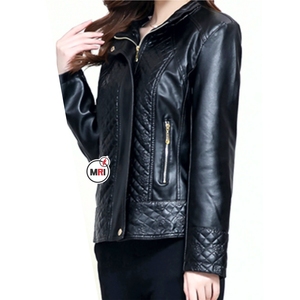 แจ็กเก็ตหนังแท้สำหรับผู้หญิงเสื้อแจ็กเก็ตขี่มอเตอร์ไซค์เสื้อแจ็กเก็ตหนังแท้ใส่สบาย - Product Image 3