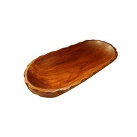 Saladier en bois sculpté à la main avec vernis brillant pour la maison bols à pâte en bois de forme ovale de taille personnalisée ensemble de 3 pour restaurant