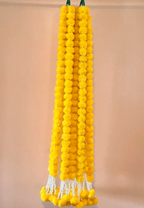 Venta al por mayor 5 pies de largo Artificial Marigold Flower Guirnaldas para fiestas celebraciones Bodas indias Decoración del día de San Valentín - Product Image 2