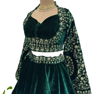 Recién llegado, trabajo de bordado de terciopelo de viscosa de calidad superior, Lehenga más vendido con fabricante de blusas de Surat - Product Image 5
