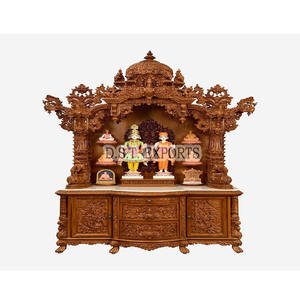 Temple traditionnel en bois de teck sculpté à la main Swaminarayan pour les maisons, grande taille, temple sur pied, DSTExports, unité de pooja, États-Unis - Product Image 1