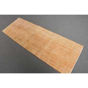 2.2x6.4 ft Turkish Rug, Vintage Runner Rug, <b>Brown</b> White Check <b>Wool</b> Rug - Product Image 1