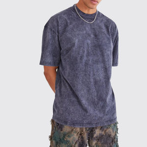 Design personnalisé graphique vintage délavé à l'acide coupe régulière T-Shirt pour homme impression numérique 100% coton tricoté broderie dégradée - Product Image 5