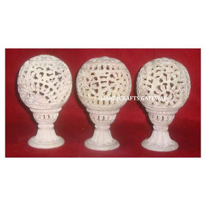 Decorative Home Unique Design <b>Carving</b> Round Shape Polished Natural Soapstone <b>Candle</b> Holder Use for Business Gift Purpose - Product Image 1