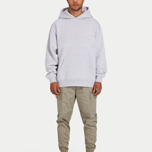 เสื้อฮู้ดดี้ทรงโอเวอร์ไซส์ผ้าฟลีซหนานุ่ม 100% คอตตอน  แบบเรียบ  ไม่มีลาย  ทรงหลวม  ไหล่ตก  หนักแน่น  GSM หนา  เหมาะสำหรับผู้ชาย  ทรงบ็อกซี่ - Product Image 3