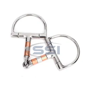 Horse Snaffle Stainless Steel, Horse Bit Tack Snaffle Horse Gag Racing Accessory with Copper & Stainless Steel