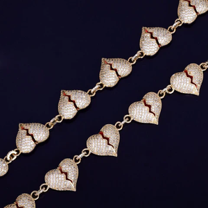 Cuba Liên Kết Vòng Cổ 925 Sterling Silver 18Mm Rộng Đá Trái Tim Bị Vvs1 Moissanite Kim Cương Tùy Chỉnh Rapper Phong Cách - Product Image 4