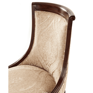 Silla de Comedor Tradicional de Lujo, Respaldo Alto con Tela con Estampado de Damasco y Patas de Caoba Talladas en Relieve - Product Image 5