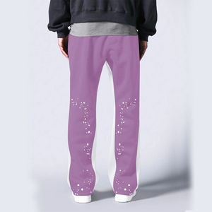 Pantalon de survêtement évasé décontracté de haute qualité pour hommes taille moyenne lavage à l'eau de Javel 100% coton tendance pantalon pour hommes lavé - Product Image 3