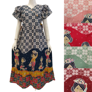 Chrysanta 2025เดรสฤดูร้อนวินเทจของผู้หญิงชุดเดรสลำลองแขนมีระบายคอวีมีกระดุมเข็มขัดแบบมีกระเป๋าสไตล์โบฮีเมียนแบบพับเก็บได้ผ้าใยสังเคราะห์ - Product Image 1