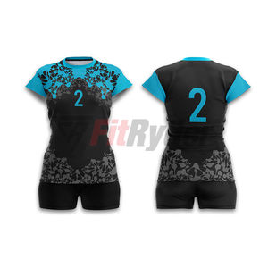 เครื่องแบบวอลเลย์บอลโพลีเอสเตอร์สำหรับผู้หญิงแห้งเร็วชุดพิมพ์ซับลิเมชันเต็มตัวสำหรับเด็กผู้หญิง - Product Image 1