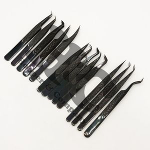 Pinzas de extensión de pestañas negras recién llegadas, pinzas de pestañas sostenibles, pinzas de etiqueta privada de acero inoxidable, embalaje de visón - Product Image 1