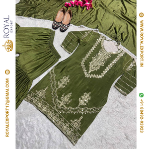 <b>Presenting</b> New Designer Heavy Pure Chinon Silk Long Pakistani Suit Top Sharara and Dupptta in Fancy Style - Product Image 2