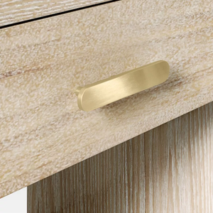 Meuble de chevet de chambre à coucher en bois de manguier écologique, design moderne, finition blanchie, bord arrondi - Product Image 4