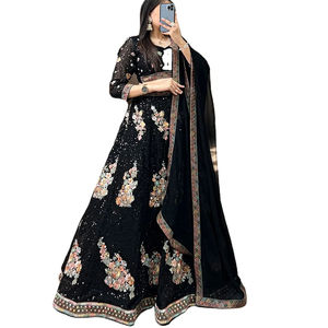 Dernier Designer Faux Georgette Séquence Fil Broderie Travail Lahenga Choli Par Fab Zone - Product Image 1