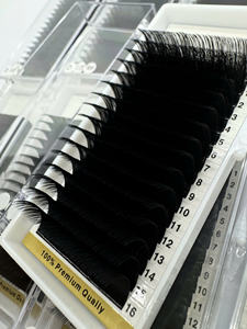 Extensiones de Pestañas Individuales en Bandeja de 12/16 Líneas, PBT Coreano Sintético, Natural, Largo, Negro Mate, Curvatura CC/DD/LD, Grosor 0.03/0.05/0.07 - Product Image 4