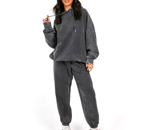 Ensemble de survêtement pour femme de haute qualité, respirant, automne, motif uni, léger, fermeture à demi-zip, cordon de serrage, décontracté - Product Image 1