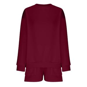 Conjunto de Dos Piezas de Algodón para Mujer, Invierno, Color Liso, Sudadera y Pantalones Cortos por Encima de la Rodilla, Traje Deportivo Cómodo Se 2026 - Product Image 4