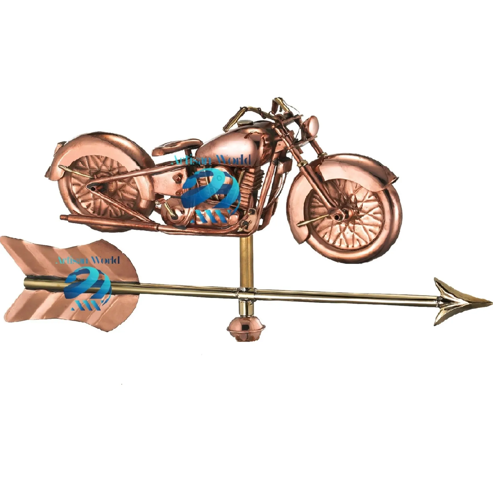 アローコテージの風見鶏が付いているビンテージオートバイはあなたの屋上の庭を作るために確実に目を引く会話のスターターになります