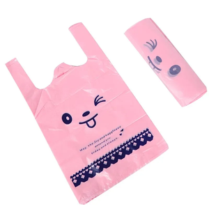 ถุงช้อปปิ้งเสื้อยืดพลาสติกรีไซเคิลพิมพ์ลายกราเวียร์เป็นมิตรกับสิ่งแวดล้อมสำหรับขนส่งในซูเปอร์มาร์เก็ต - Product Image 2