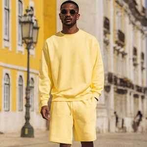 Conjunto Deportivo para Hombre, Sudadera y Pantalones Cortos de Felpa, Invierno, 400 GSM, Sudadera Extra Grande, Conjunto de Pantalones Cortos de Felpa para Hombre - Product Image 1