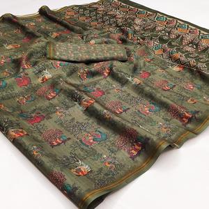 ชุดส่าหรีพื้นเมืองสำหรับงานแต่งงานชุดปาร์ตี้สุดพิเศษดีไซน์เนอร์ผ้าไหมอินเดีย - Product Image 1