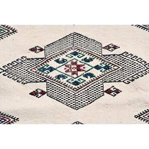 พรมสไตล์ตุรกีโบราณชาติพันธุ์5.5x7.8ฟุตผ้าขนสัตว์สีขาวคลาสสิกลายสี่เหลี่ยมปะต่อ3D ห้องอาหารน้ำยาง - Product Image 5