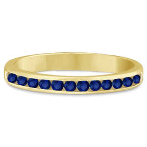 Anillo Apilable Delicado de Oro Amarillo de 14K con Zafiro Azul de 0.40ct, Joyería Fina Real para Promesas o Ocasiones Especiales - Product Image 1
