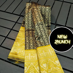 Haute qualité lourd Jacquard soie Sarees indien pakistanais Bollywood hiver été fête porter approprié Viscose doré grand Jacquard - Product Image 1