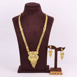 สร้อยคอชุบทอง14K 24K สำหรับผู้หญิงสร้อยคอทองเหลืองอินเดียแบบยาวประดับด้วยทองดีไซน์แฟชั่นสำหรับออร์โธดอกซ์ - Product Image 1