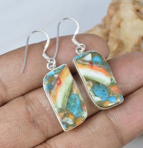 Oyster <b>Copper</b> Turquoise 925 Sterling Silver Gemstone Hook Earrings December Birthstone Handmade Earrings Jewelry <b>Gift</b> <b>for</b> <b>Her</b> - Product Image 2