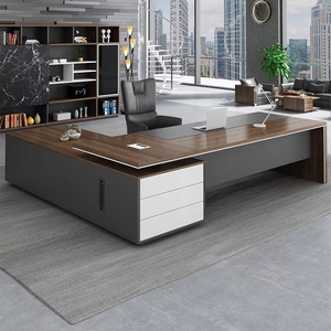 Bureau de direction moderne en bois extensible en forme de L, facile à assembler, écologique, table de bureau commerciale, poste de travail d'ordinateur d'angle - Product Image 1