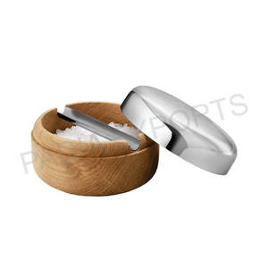 Rustic Wooden <b>Ashtray</b> with Classic Design Home & Lounge Decor Durable Metal Smoking Accessory - Product Image 1