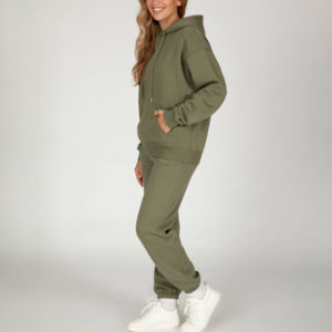 Ensemble de survêtements décontractés en polaire de qualité supérieure pour femmes en jogging olive - Product Image 6