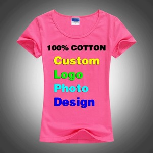 T-shirt en coton d'été mince et sexy pour femmes Logo personnalisé et impression de texte photo à manches courtes Style décontracté de base - Product Image 1
