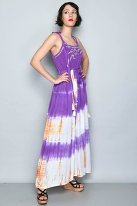 ชุดเดรสยาวผ้าเรยอนสำหรับผู้หญิงใส่ในฤดูร้อนเดรสยาวสำหรับใส่ไปงานปาร์ตี้สวมใส่สบายๆและใส่ไปทะเลปักลาย - Product Image 3