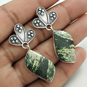 Amazing Trendy Design Boho Style <b>Silver</b> <b>Stud</b> Earrings With Jasper Gemstone Made From 925 Solid Sterling <b>Silver</b> Jewelry For Girls - Product Image 3