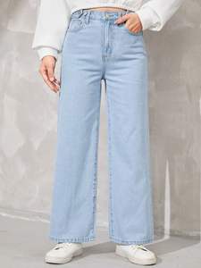 Plus Size Women's Mid Waist Stretch Straight Breathable Denim Pants Cargo Jeans Trendy <b>Overalls</b> Perfect Everyday Casual Wear - Product Image 2