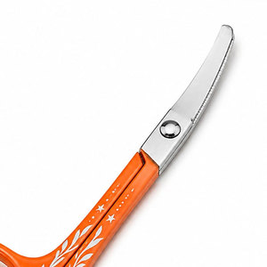 Tijeras para Cejas con Mango de Plástico Naranja y Hoja Curva de Acero Inoxidable, para Diestros, Herramienta de Belleza y Cuidado Personal - Product Image 2
