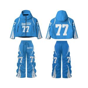 Ensemble deux pièces coupe-vent en nylon avec logo personnalisé pour hommes survêtement coupe-vent vestes et shorts à fermeture éclair pour hommes - Product Image 5