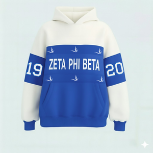 Sudadera con capucha de gran tamaño de poliéster y algodón de alta calidad bordada Zeta Phi Beta lista para enviar ropa griega - Product Image 1