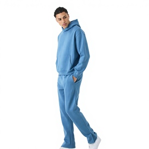 Chándal de lana de gran tamaño Unisex de 2 piezas personalizado ropa de calle para correr con capucha para hombre Pantalla de invierno transpirable sólida de talla grande - Product Image 1