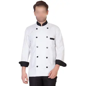 Abrigos de chef 2024, superventas, tela de tacto suave hecha a mano, abrigos de chef de Color de contraste en blanco y negro de Fugenic Industries