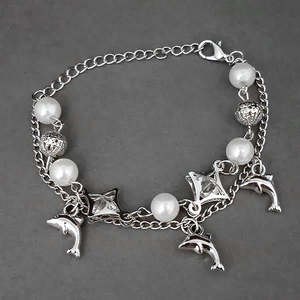 Urthn Fine Bangle <b>Adjustable</b> Silver Plated Austrian Stone Pearl <b>Bracelet</b> 1400544 - Product Image 1