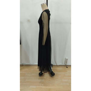Vestido largo de tul con cuello semi-alto y manga larga para mujer, 33664 - Product Image 6